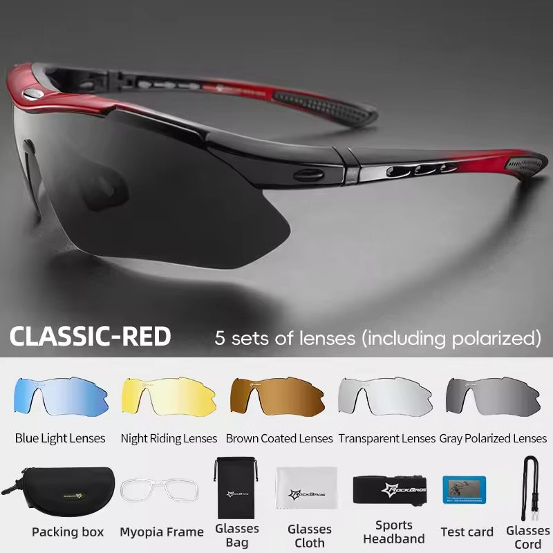 Five Lens Photochromic Polarized Cycling Glasses For Mountain Bikers