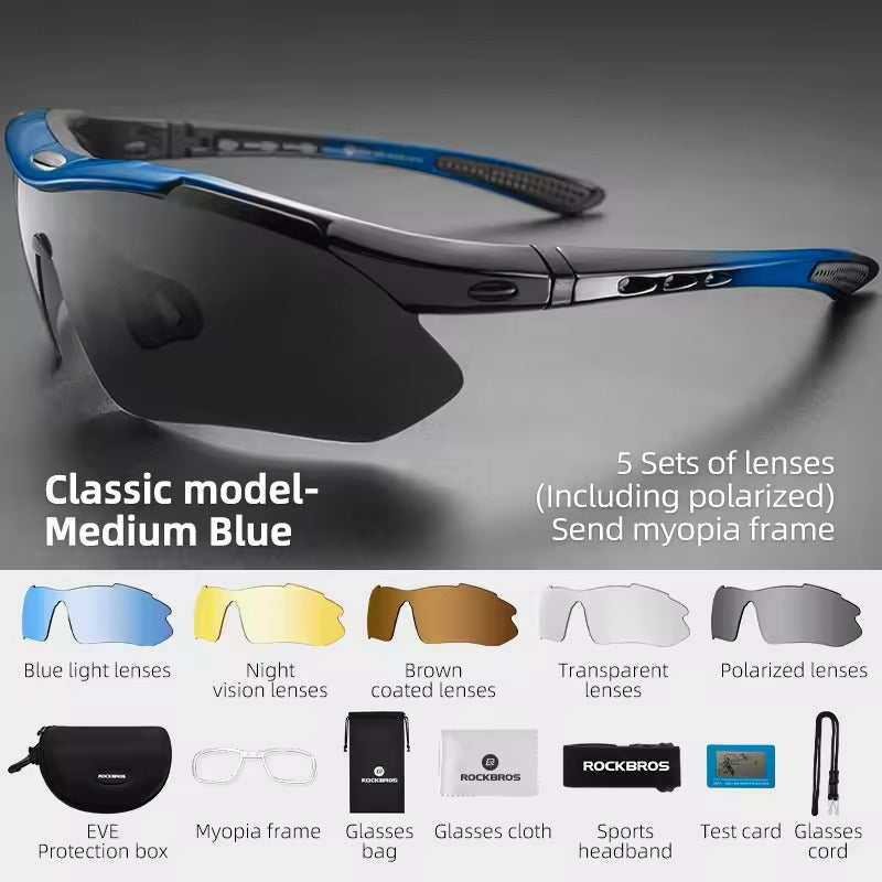 Five Lens Photochromic Polarized Cycling Glasses For Mountain Bikers