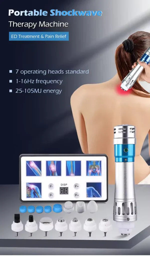 NovaPulse hordozható lökéshullám-terápiás készülék férfiaknak tokban és tartozékokkal