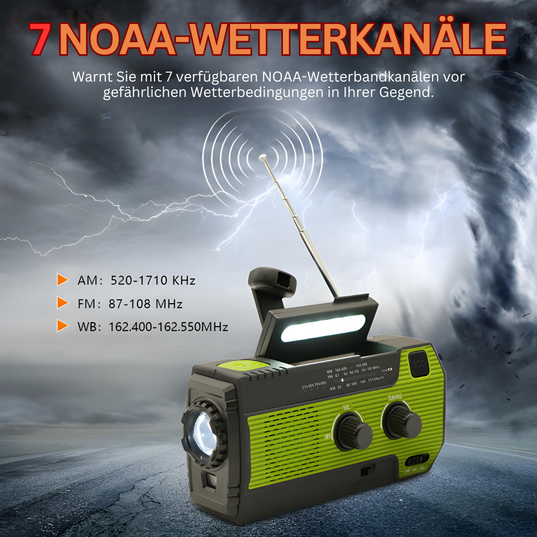 Powerwave venkovní solární rádio pro nouzové situace a výpadky proudu
