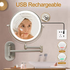 Miroir grossissant LED rechargeable Luxeva Gold pour salle de bain