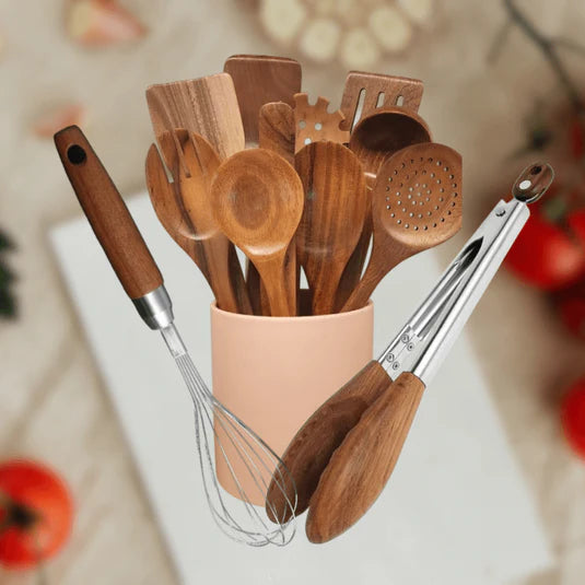 Premium Natural Cooking Utensil Collection – Complete 11-Piece Kitchen Upgrade