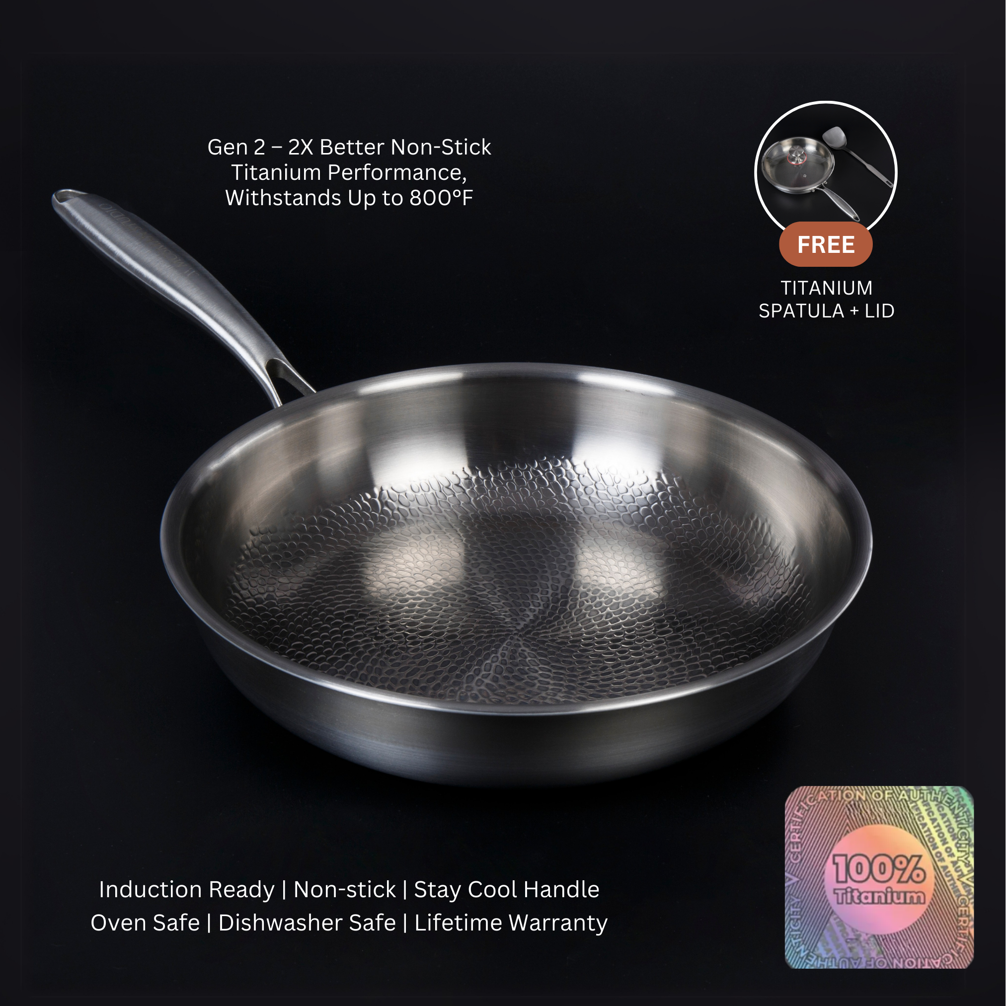 Kuali Menggoreng Nonstick Dalaman Titanium Tulen NovaTi Tiada Salutan Memasak Selamat