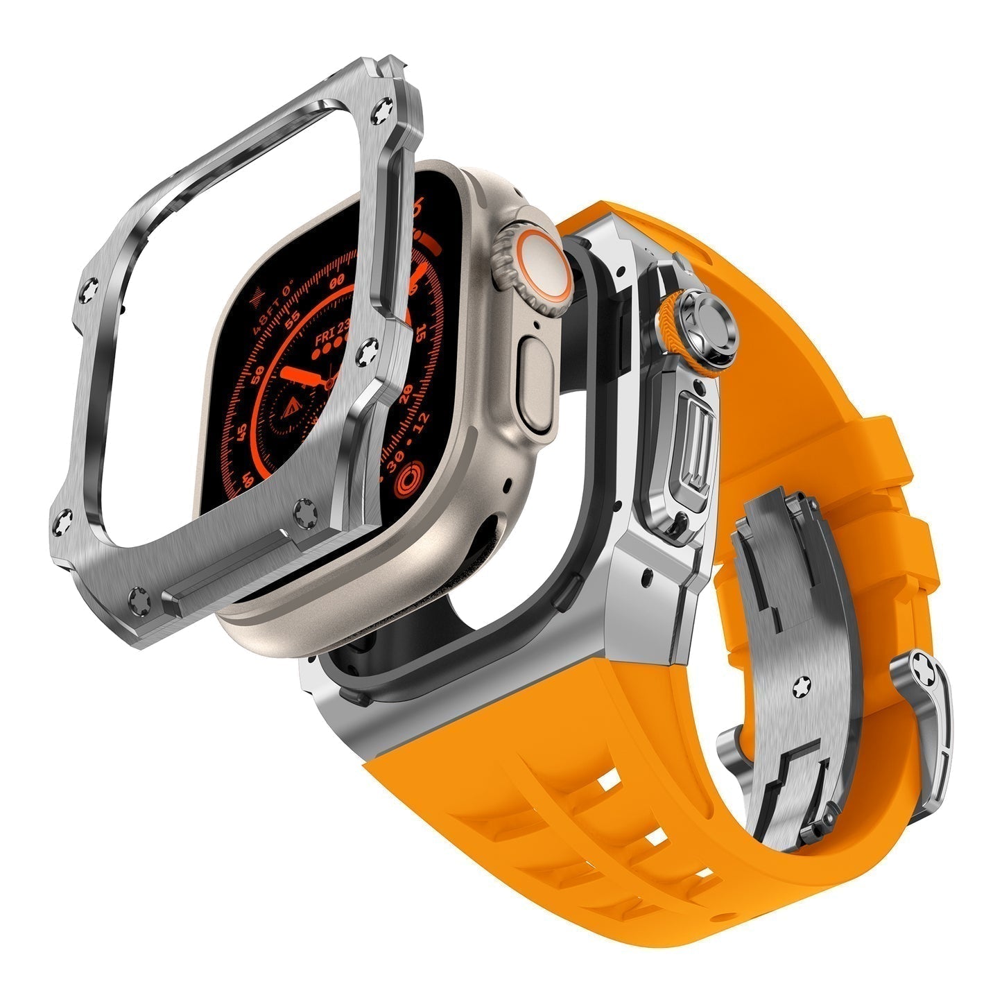 Trevon série | Stříbrné pouzdro z nerezové oceli pro Apple Watch Ultra | Petprovac