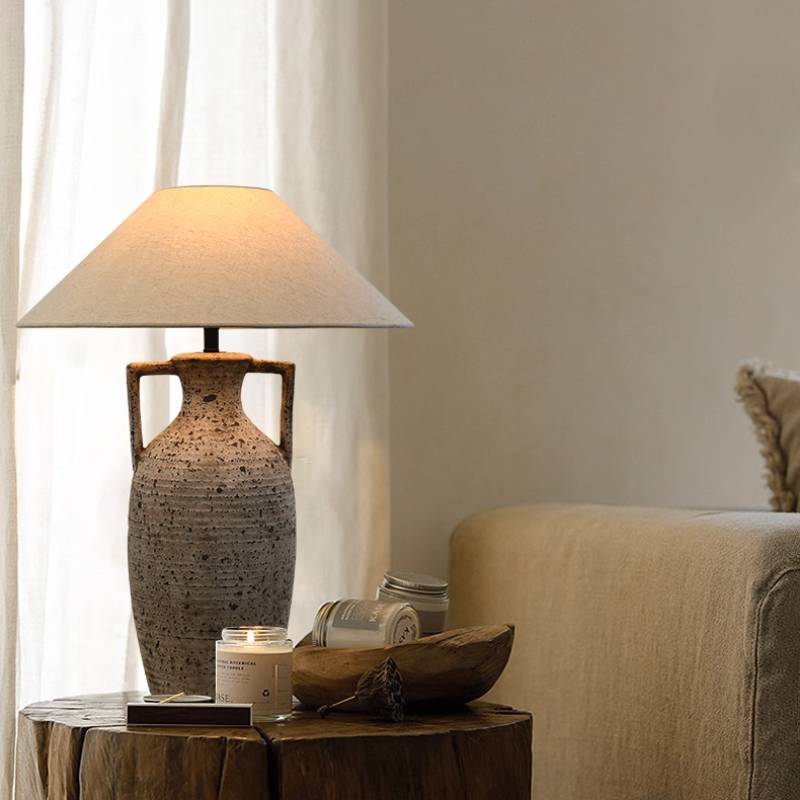 Textured Ceramic Table Lamp With Warm Ambient Lighting For Home Decor