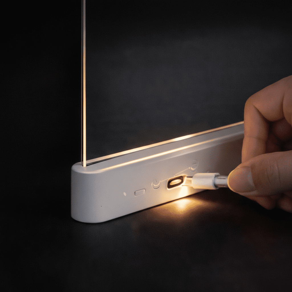 מנורת ספר LED עם פאנל, נטענת ב-USB לקריאה בלילה