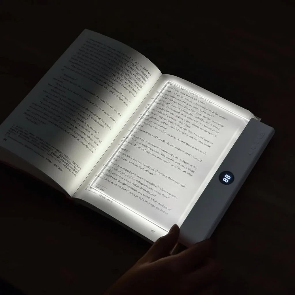 מנורת ספר LED עם פאנל, נטענת ב-USB לקריאה בלילה