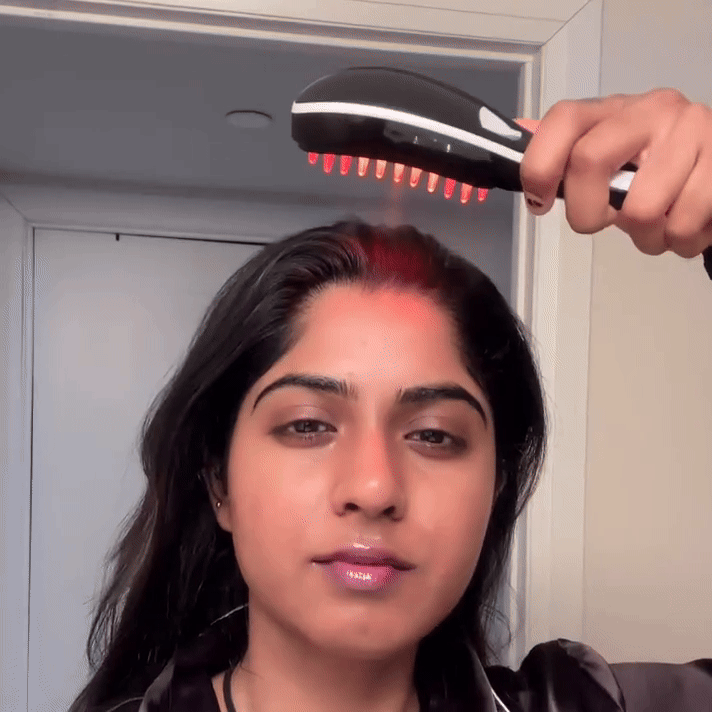 Wachstumsfördernde Rotlicht-Haarbürste mit Blue Therapy Serum