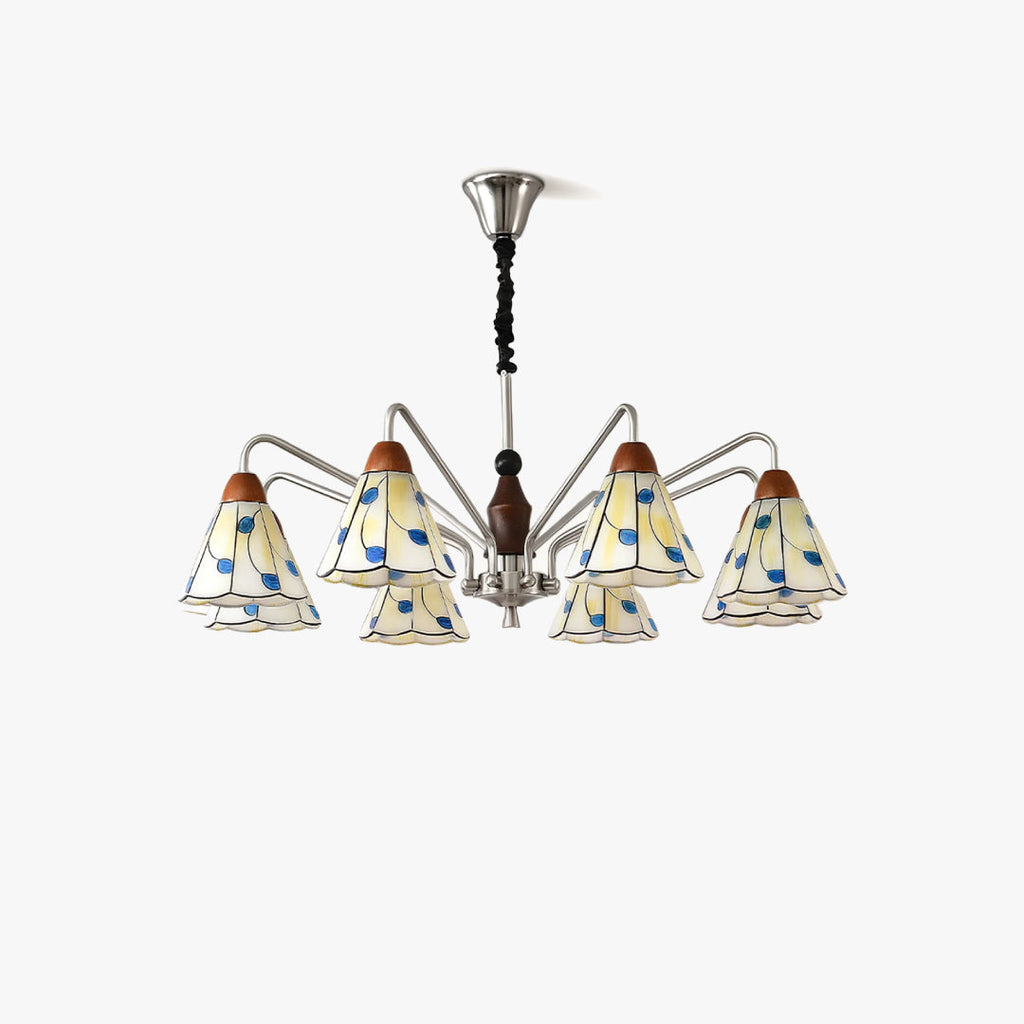 Klassisk Belmont Lysekrone - Gammeldags Blomstret Glaslampe