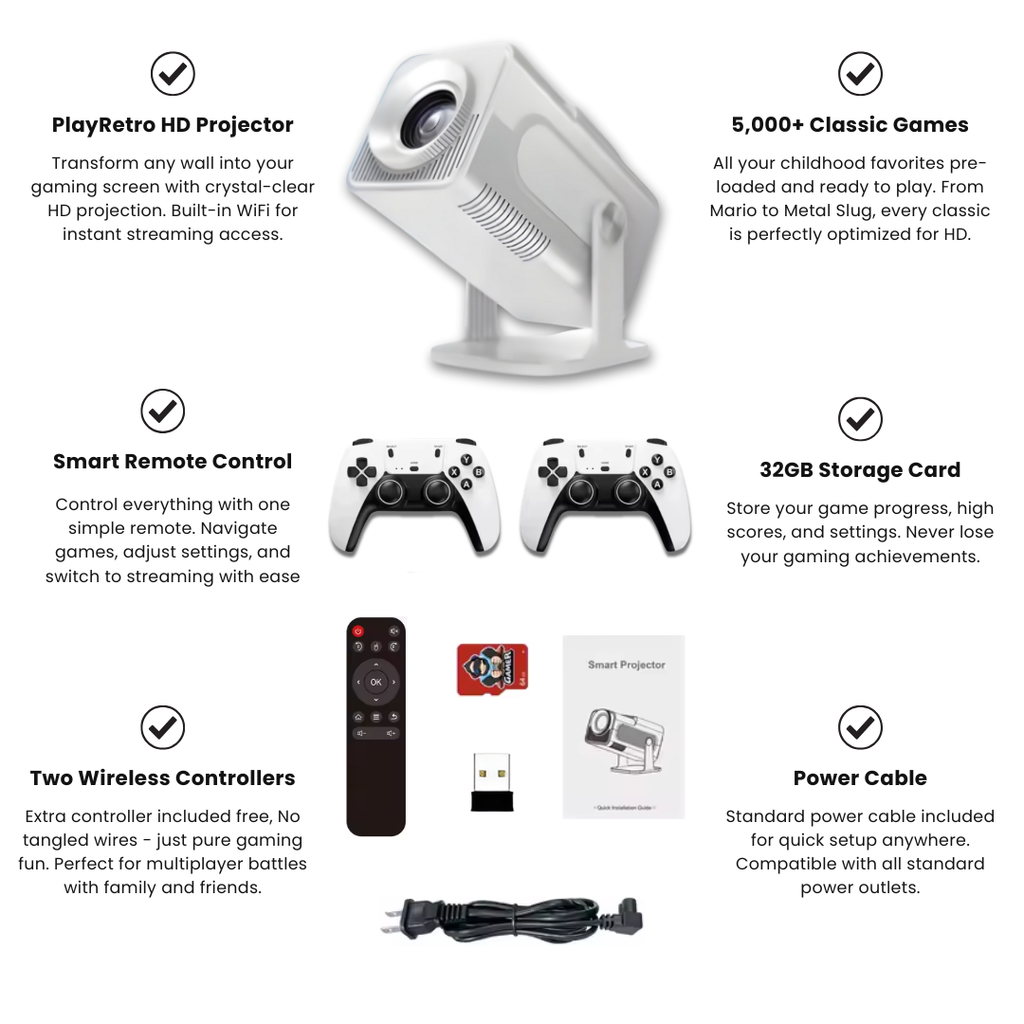 LumaCore Alt-i-én Retro Spilprojektor med 110000 Spil på tværs af 70 Systemer