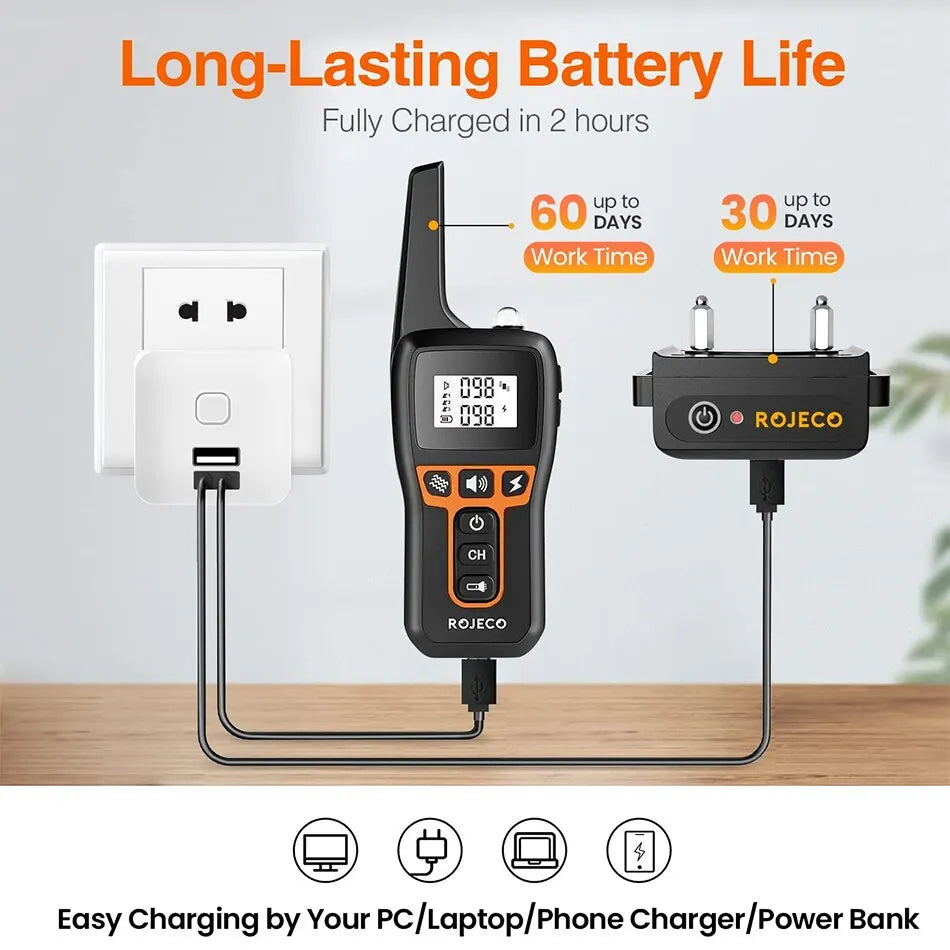 Kolar Latihan Anjing Jauh ArcPaw Dengan Julat 1000m Dan Penerima Kalis Air IPX7