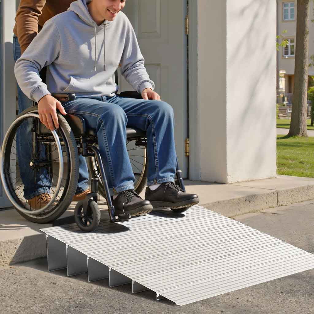 Lightweight Aluminum Threshold Ramp for Safe Barrier-Free Access