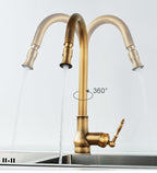 Rubinetto da cucina in bronzo rustico con controllo touch e bocca estraibile