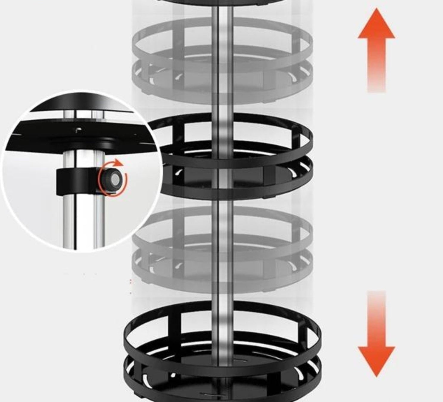 Otáčecí police Twistrack 360 pro organizaci kuchyně a skříně