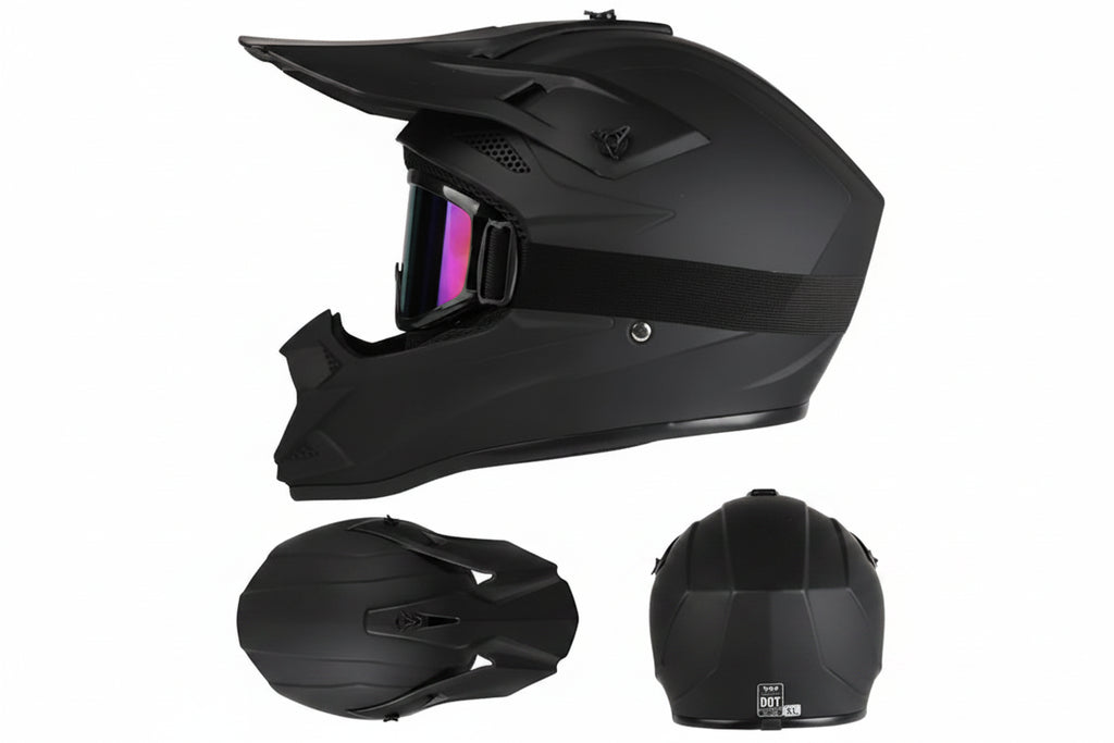 Full-Face Off-Road Helmet with Goggles – DOT Certified for All Seasons