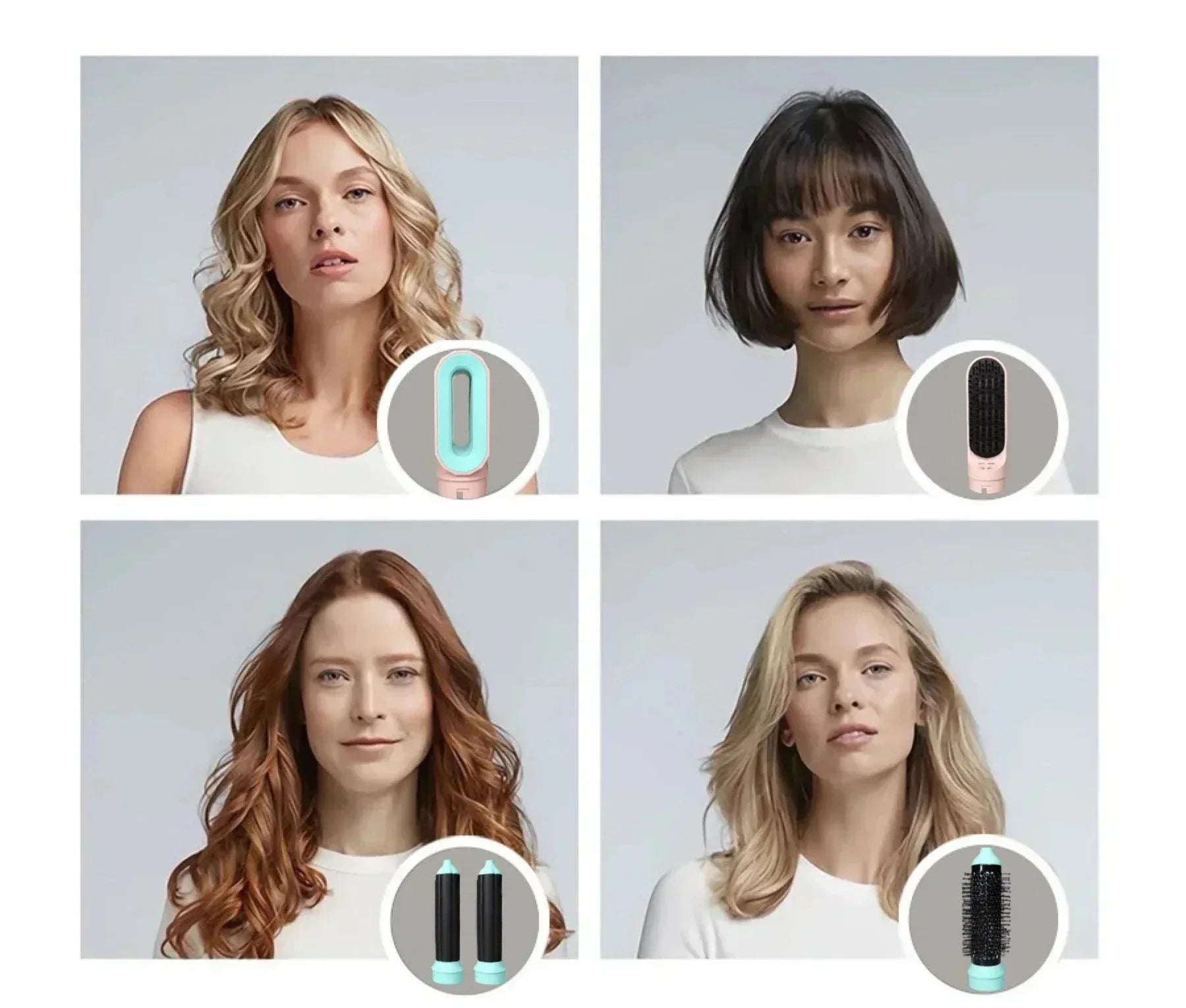 NovaFlex 5-i-1 multifunksjonell hårføner for krølling, retting og glans