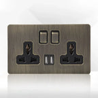 Antikk bronse metall veggkontakt med USB-ladeport