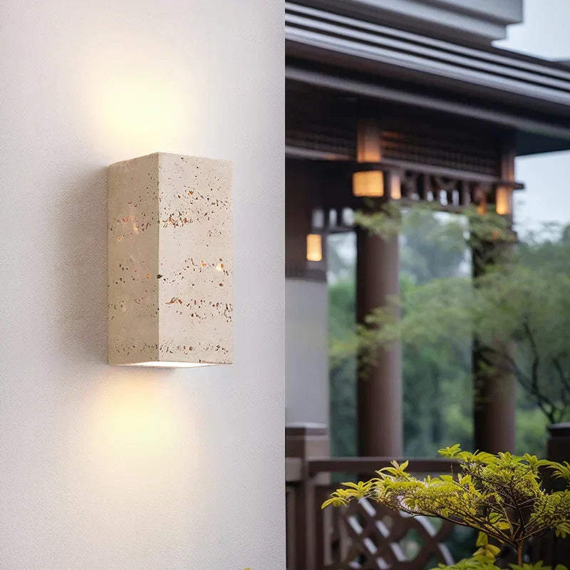 LumaStone Travertine Perforated Wall Sconce LED Lighting