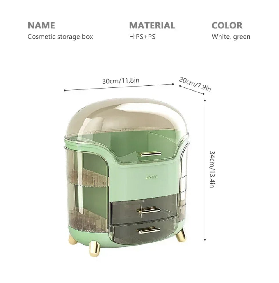 CrystalView pöytätason meikkijärjestäjä suurella kapasiteetilla