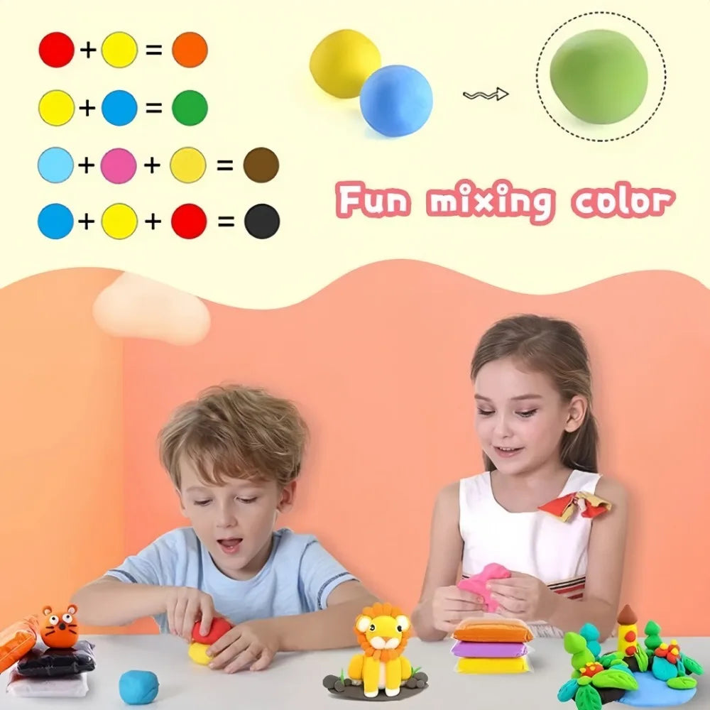 Kids 36 Color Air Dry Clay Set With Tools Lightweight And Non Toxic