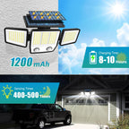 Háromfejes napelemes kültéri érzékelő lámpa 270 fokos mozgásérzékeléssel és 3000 lumen fényerővel