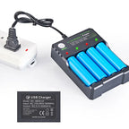 Chargeur de batterie Li-Ion 4 emplacements pour 18650 et 18500 avec arrêt automatique