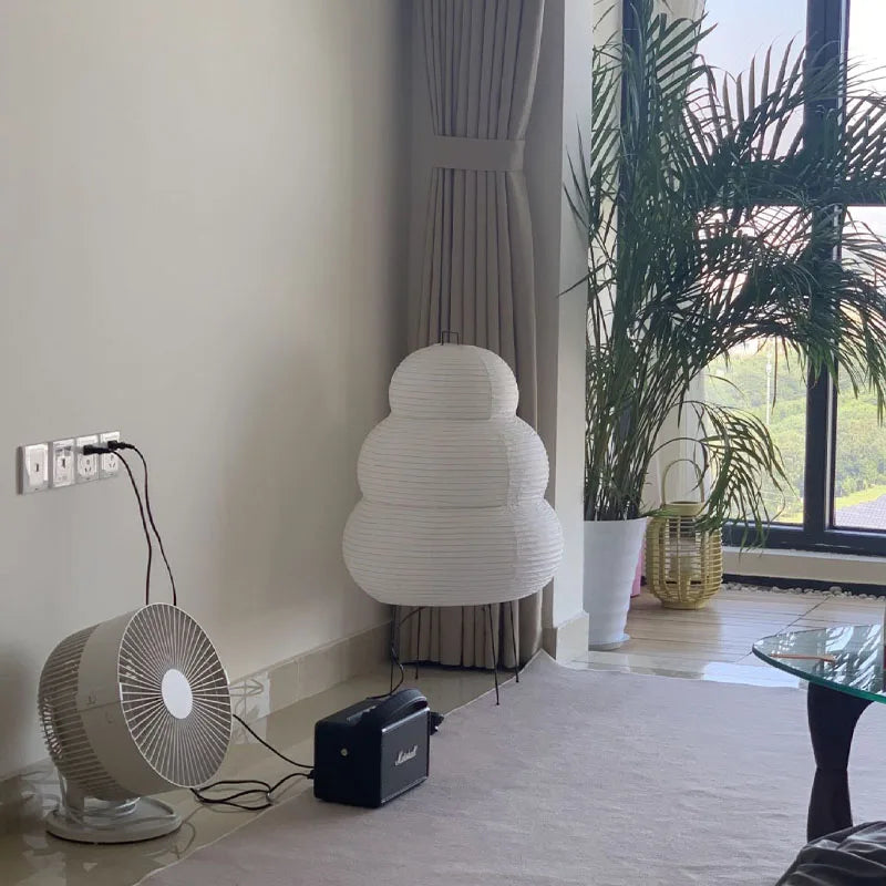 Kairo Rispapir Bordlampe med Tre Trins Dæmper til Varmt Stemningslys