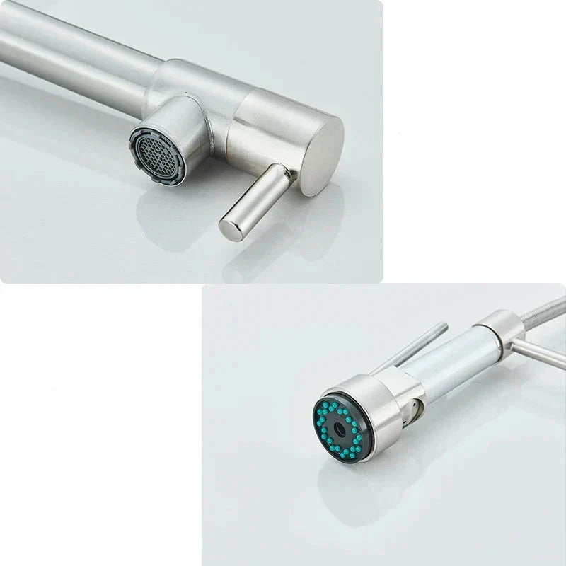 Robinet Mitigeur de Cuisine NovaPulse Pivotant à 360° Nickel Brossé