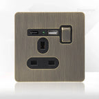 Antikk bronse metall veggkontakt med USB-ladeport