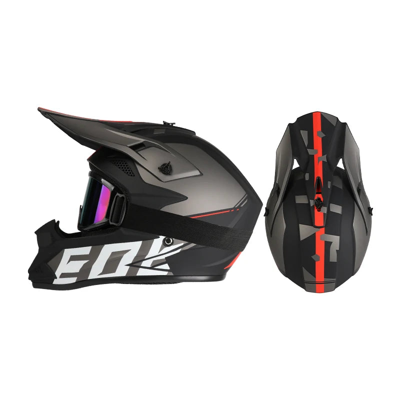 Full-Face Off-Road Helmet with Goggles – DOT Certified for All Seasons