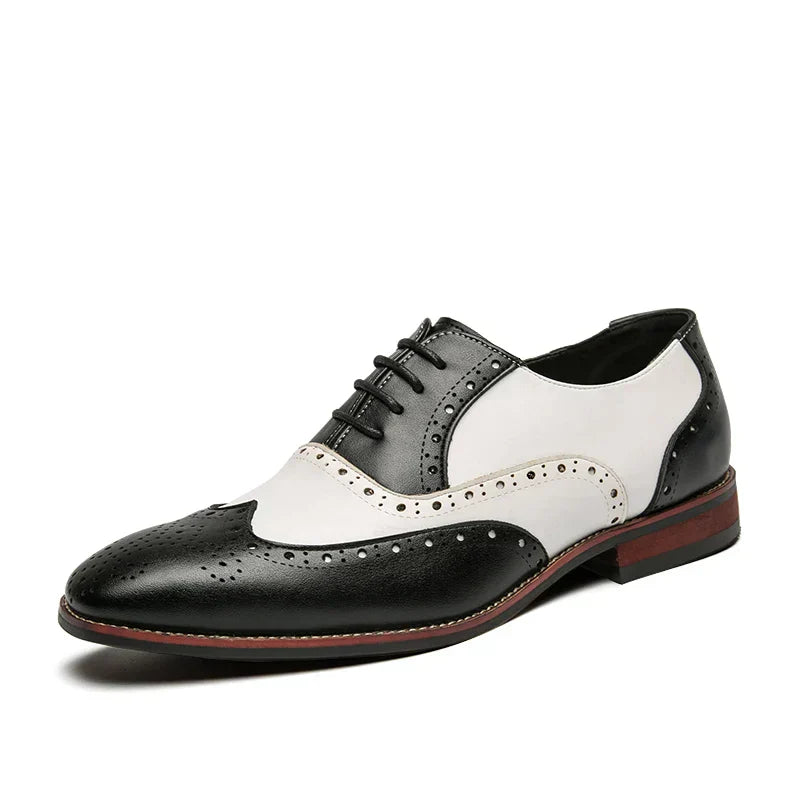 Men's Luxury Shoes Brogue Lace-up Casual British Style Contrast Color Oxford Office