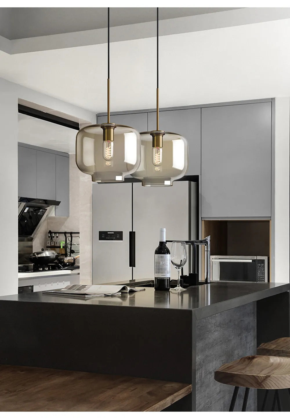Arctix Glass Pendant Light in Industrial LED Luxury
