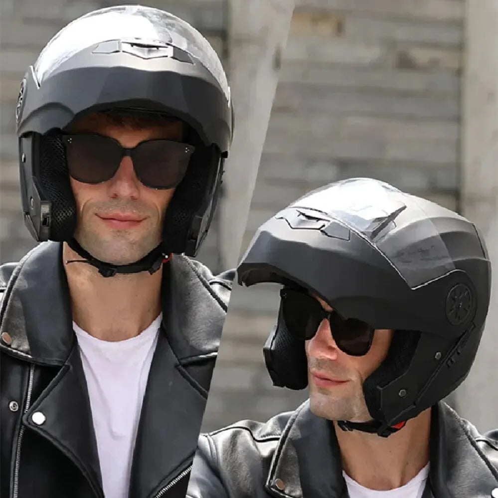 Flip-Up Modular Motorcycle Helmet for Comfortable Commuting