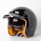 Retro Bee Open-Face Motorcycle Helmet with Built-In Visor