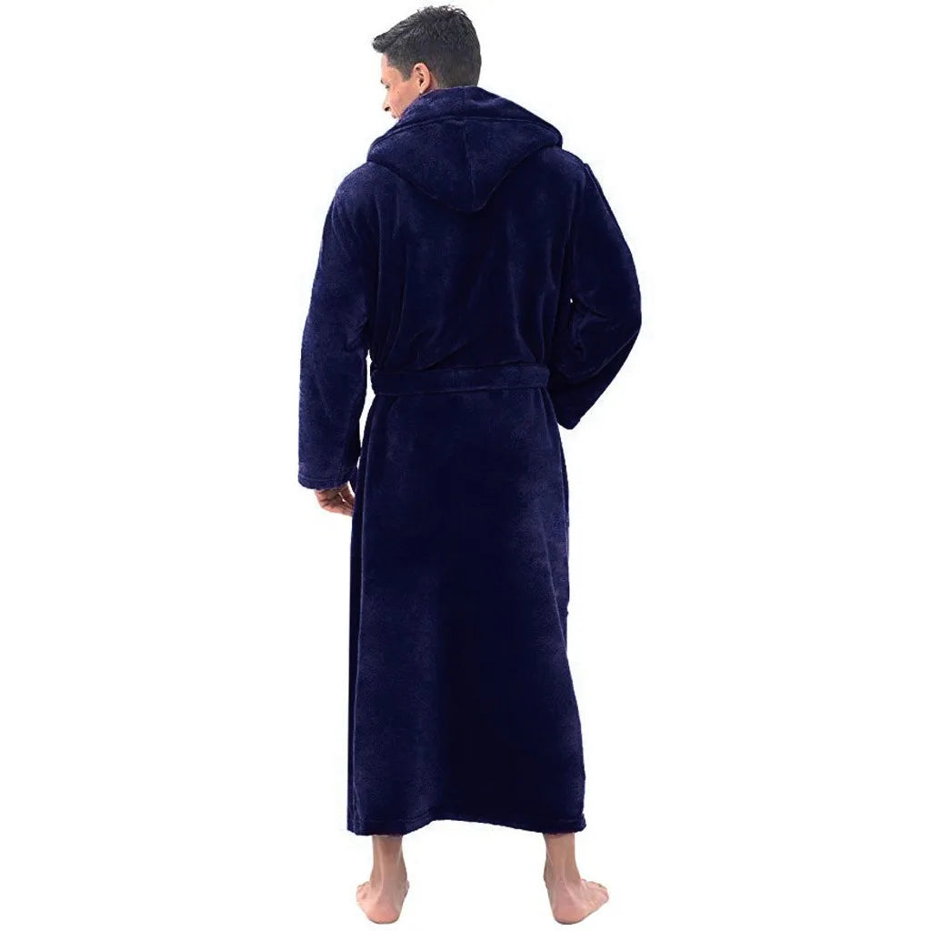CozyNest Erkek Peluş Kapüşonlu Bornoz Sıcak Konfor İçin