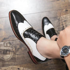 Men's Luxury Shoes Brogue Lace-up Casual British Style Contrast Color Oxford Office
