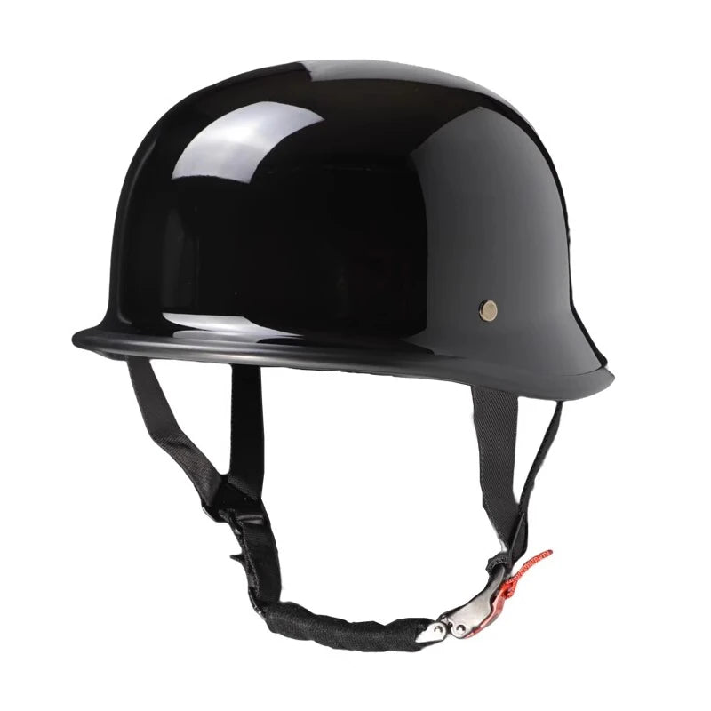 Vintage German-Style Half-Shell Motorcycle Helmet