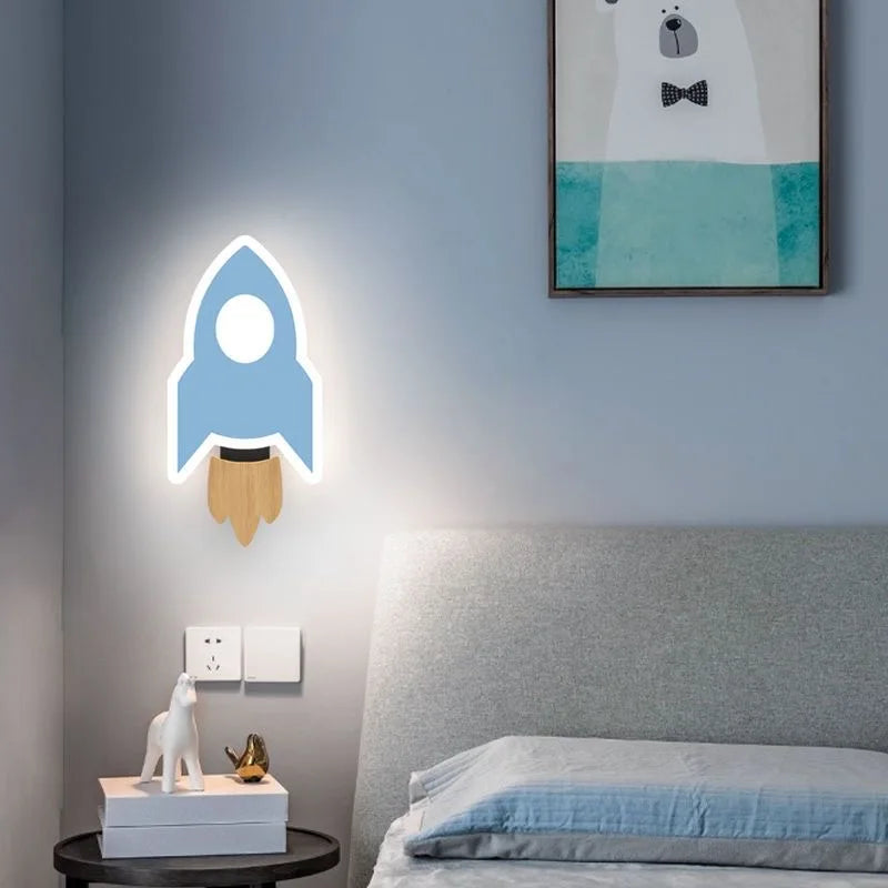 Luz de pared LED cohete para niños