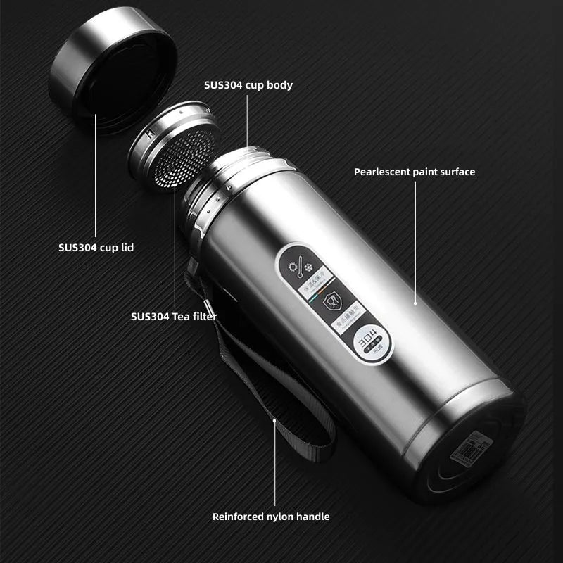 TempraBottle – Smart Thermos Bottle with LED Temperature Display (800ml–1L)