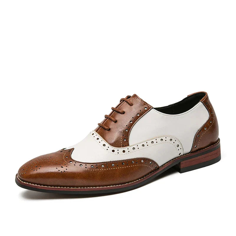 Men's Luxury Shoes Brogue Lace-up Casual British Style Contrast Color Oxford Office