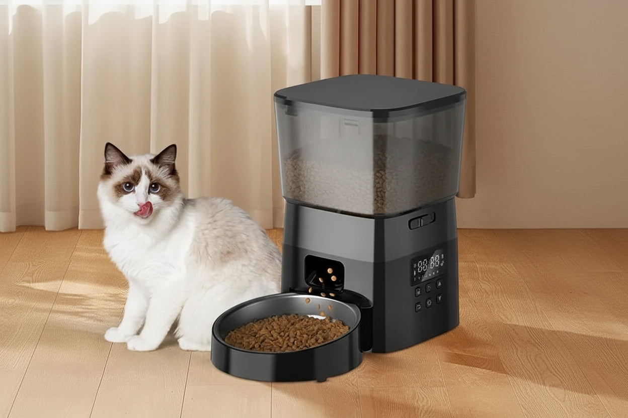 Pemberi Makan Haiwan Peliharaan Pintar Automatik Dengan Skrin LCD Dan Waktu Makan Berjadual Untuk Kucing Dan Anjing