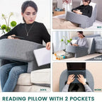 Ergonomic Pillow For Reading With Arm Support And Memory Foam Core For Bed Or Desk