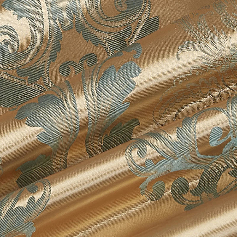 Aurelume 蓝金色缎面提花床品套装，264 x 229 厘米