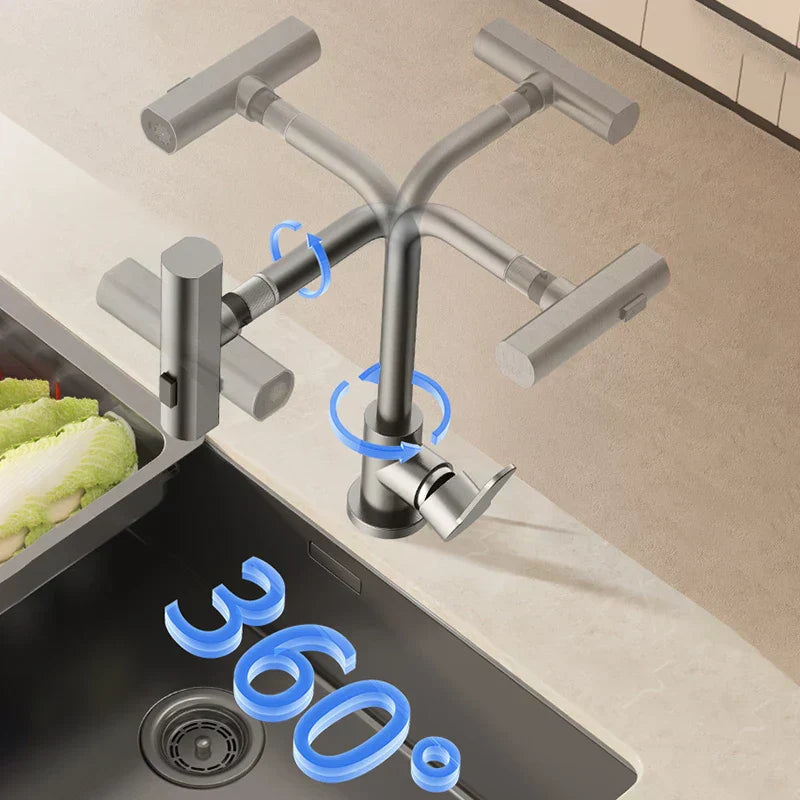 AeroCascade Drehbarer Küchenwasserhahn mit Wasserfallstrahl