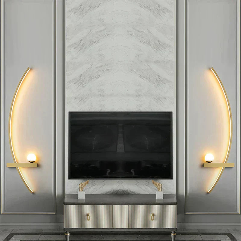 アストラグロウ ブラック＆ゴールド ストライプ メタル壁掛けライト 屋内外兼用