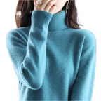 AuroraWeave 100% カシミヤ タートルネック レディース 秋用ニット