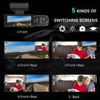 Dash cam WiFi 1080P con doppie lenti anteriori e cabina