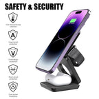 شاحن لاسلكي مغناطيسي صغير قابل للطي لأجهزة iPhone وAirPods