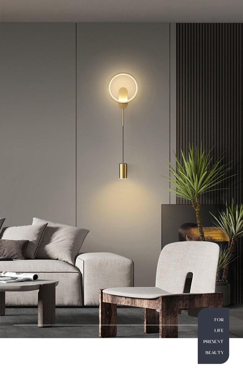 Luz de Pared Moderna NovaGlow Nordic Gold con LED de 24W