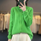 Lyra Kardigan Zip Kasmir 100% | Rajutan Korea Longgar